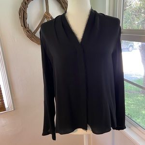 Elie Tahari Anabella Silk Frayed Hem Blouse